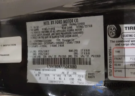 2007 Ford Mustang V6 Deluxe/V6 Premium from USA, damaged, VIN 1ZVHT80N775343080